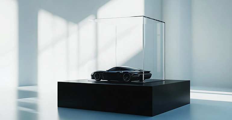 Hộp hiển thị Acrylic trong suốt màu xám