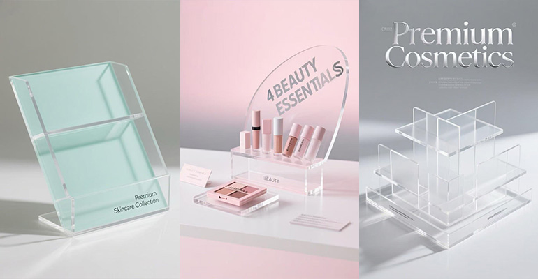 Akrilik kosmetik tampilan berdiri