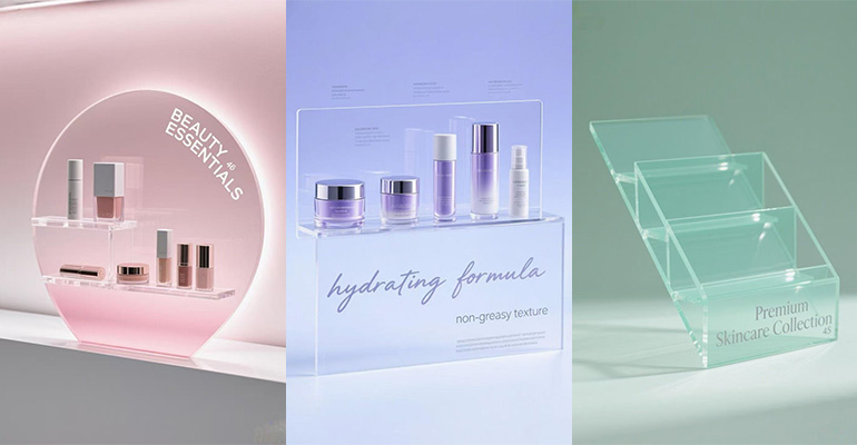 Akrilik kosmetik tampilan berdiri